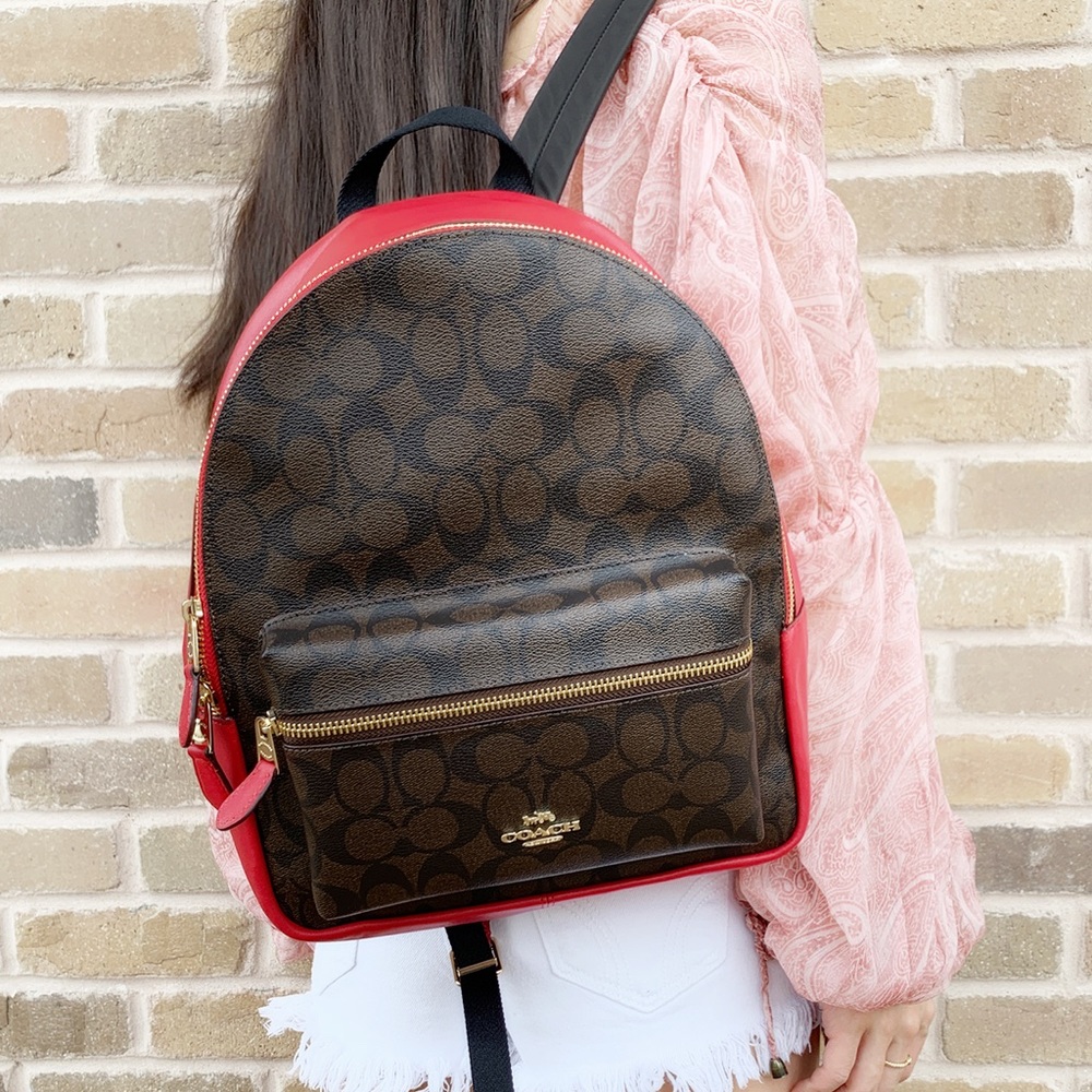 Coach medium backpack brown signature red - Picture 2 of 3